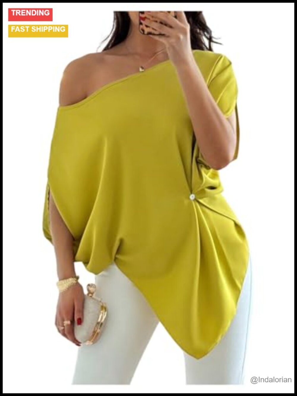 Off Shoulder Asymmetrical Top Dressy Poncho Shirt